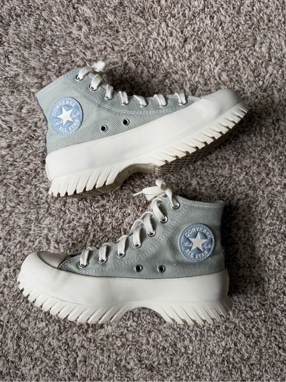 Converse Light Gray High-Top Platform All Star Sneakers